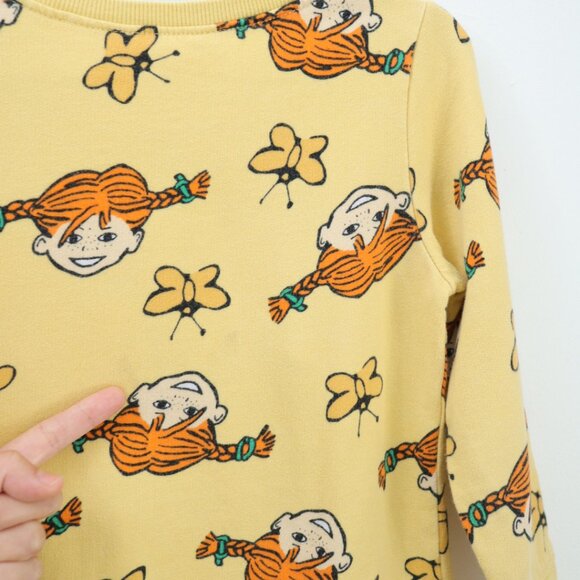 “PIPPI Longstocking” H&M Jersey Yellow Dress / 4-6Y (120) - Picture 6 of 7